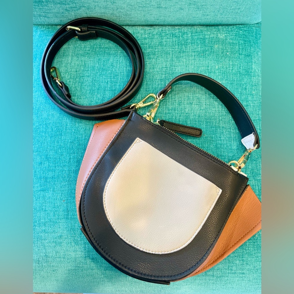 New Charming Charlie Stylish Black, Brown and White crossbody Bag